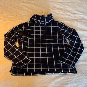 J. Crew Navy Grid Turtleneck Sweater